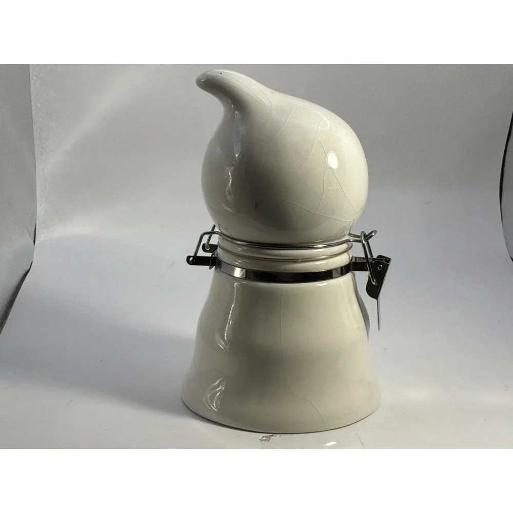 Ceramic Ghost Jar‎ With Locking Lid Has Crazing